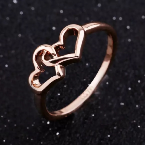 NEW!💙💎ROSE💗GOLDEN💛JOINED💛HEARTS💗RING💎💙SZ 7 - Picture 4 of 8